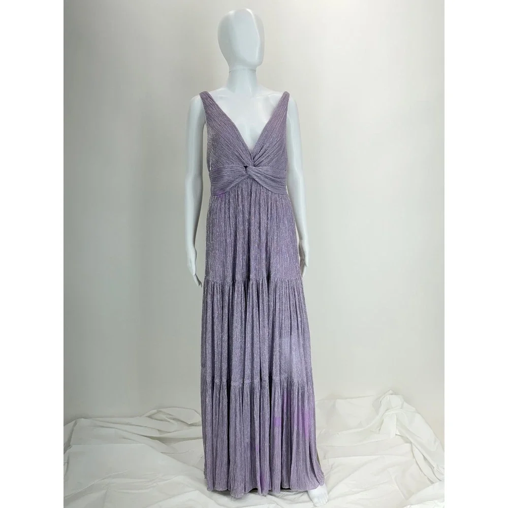 Sabina Musayev Pacific Gown Metallic Tiered Maxi Dress Size Large